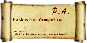 Petkovics Armandina névjegykártya